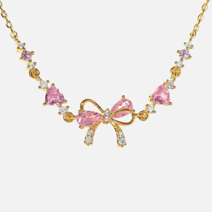 Pulseira de Zircônia com Laço Rosa