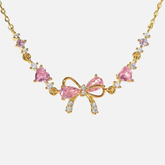 Pulseira de Zircônia com Laço Rosa