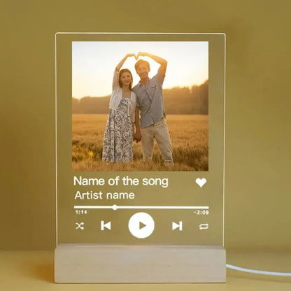 Placa Acrílica com Música Personalizada e Luz LED | Romantizze