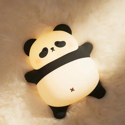 Luminária infantil de panda com LED ajustável e formato em silicone – Romantizze